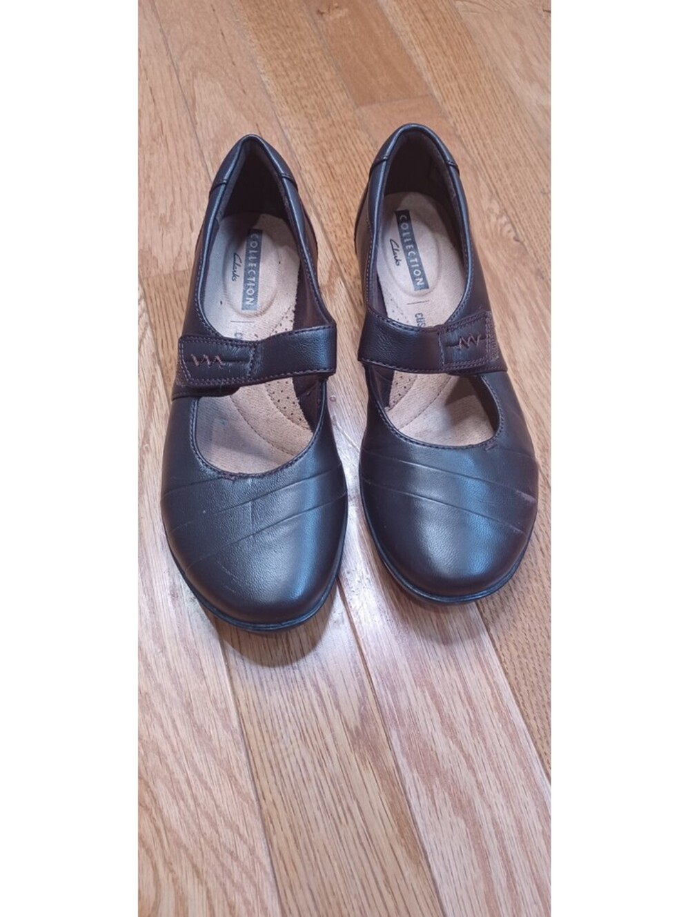 Clarks Collection Womens 5 M Brown Leather Mary Jane Slip On Comfort Shoes